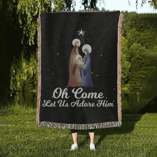 Let Us Adore Him Advent Nativity Scene Woven Blankets
