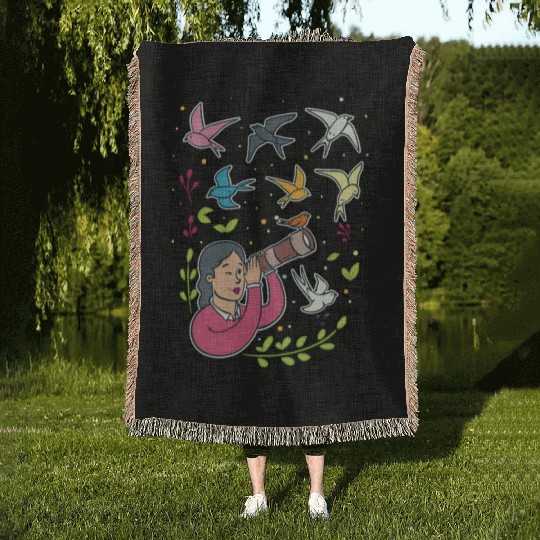 Bird Birdwatching Birdwatcher Woven Blankets