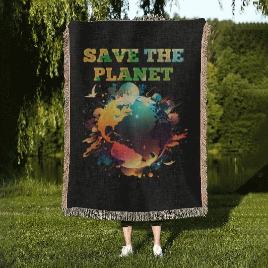 Save the Planet Climate and Nature Care Woven Blankets