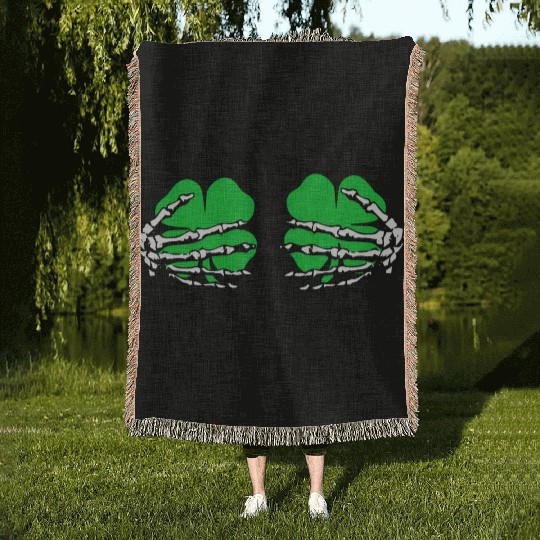 St Patricks Day Boob Pumpkin Shamrock Skeleton Han Woven Blankets