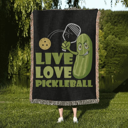 Live Love Pickleball Who Loves Pickle And Ball Woven Blankets