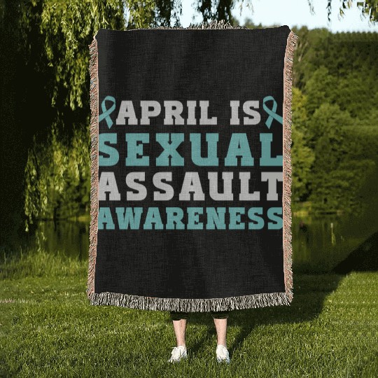 April Is Sexual Assault Awareness Teal Ribbon Woven Blankets