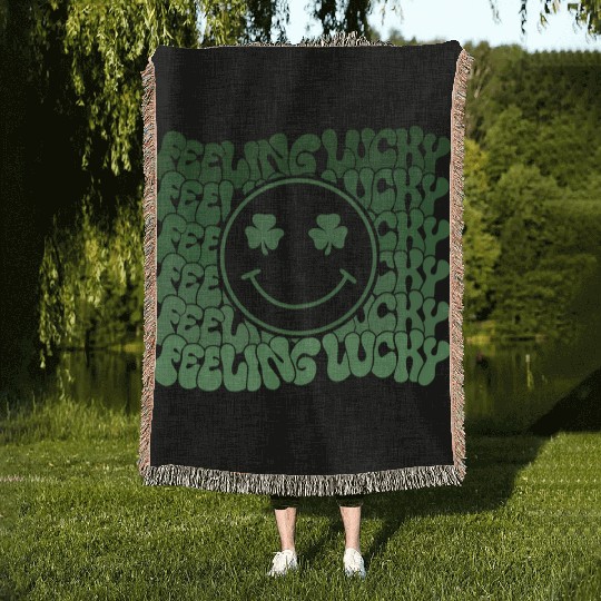 Feeling Lucky Saint Paddys Irish Smiling Icon Sham Woven Blankets