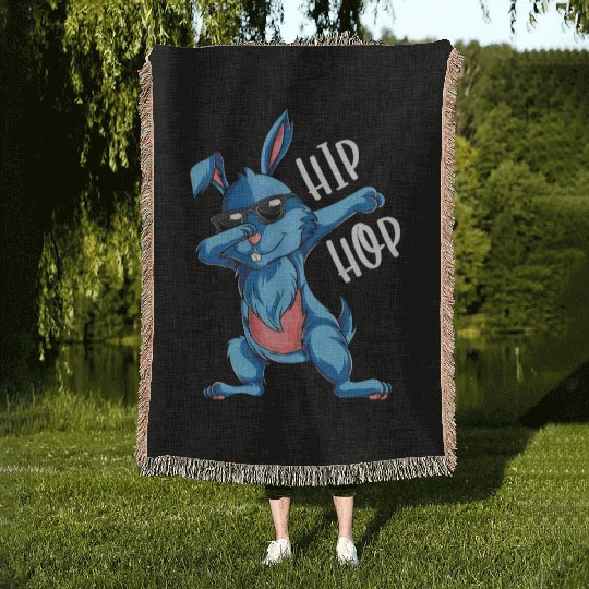 Hip Hop Dabbing Bunny Easter Day Woven Blankets