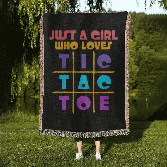 Just A Girl Who Loves Tic Tac Toe Woven Blankets