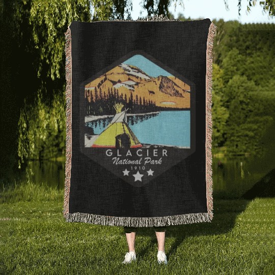 Glacier national park Woven Blankets
