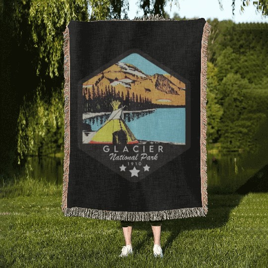 Glacier national park Woven Blankets