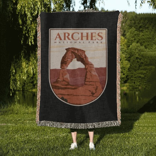 Arches national park Woven Blankets