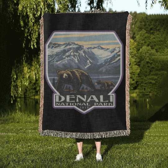 Denali national park Woven Blankets