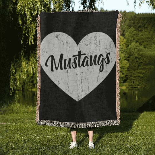 Mustangs School Sports Fan Team Spirit Mascot He Woven Blankets