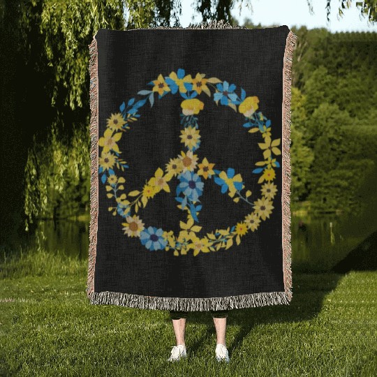 Ukraine Flag Flower Peace Heritage Woven Blankets