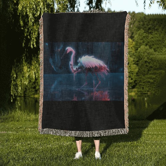 Neon Bird of Paradise Woven Blankets