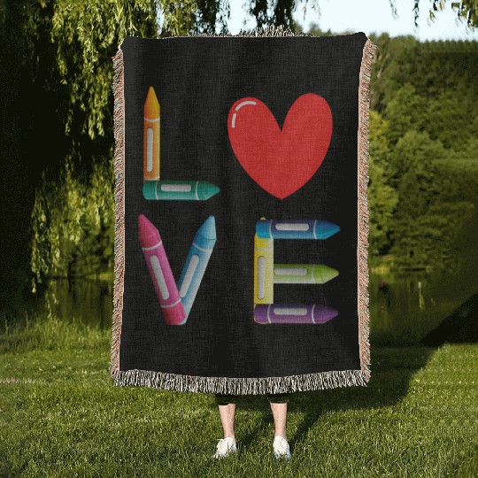 Pre-K Teacher Preschool Day Love Teachers Crayon Woven Blankets
