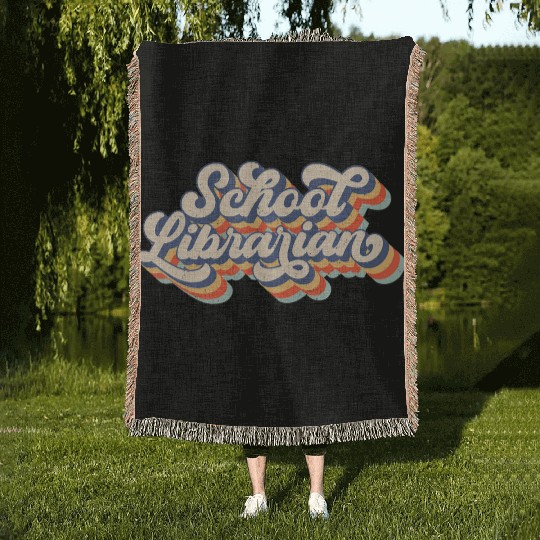 Vintage School Librarian Teacher Squad Back To Sch Woven Blankets