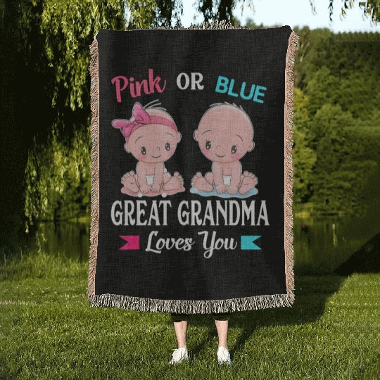 Pink or Blue Great Grandma Loves You Woven Blankets