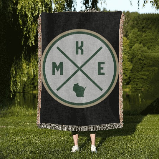 Milwaukee Circle Patch Green Woven Blankets