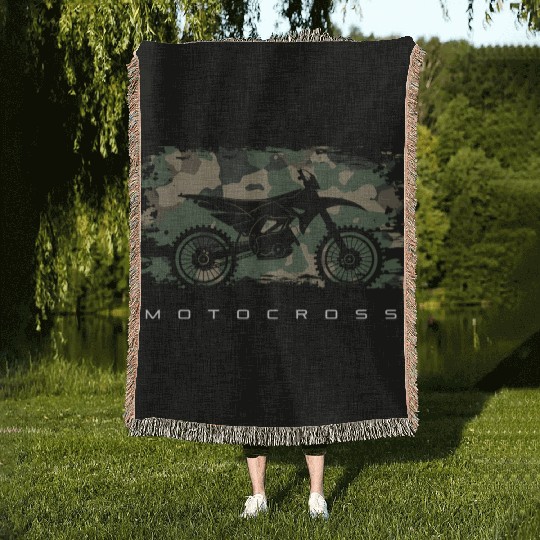 Motocross Dirt Bike Dirt Bike Motocross Woven Blankets