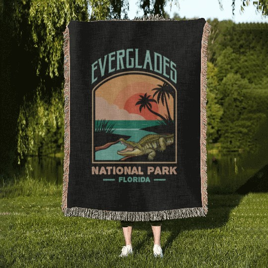 Everglades National Park Us Crocodile Florida Alli Woven Blankets