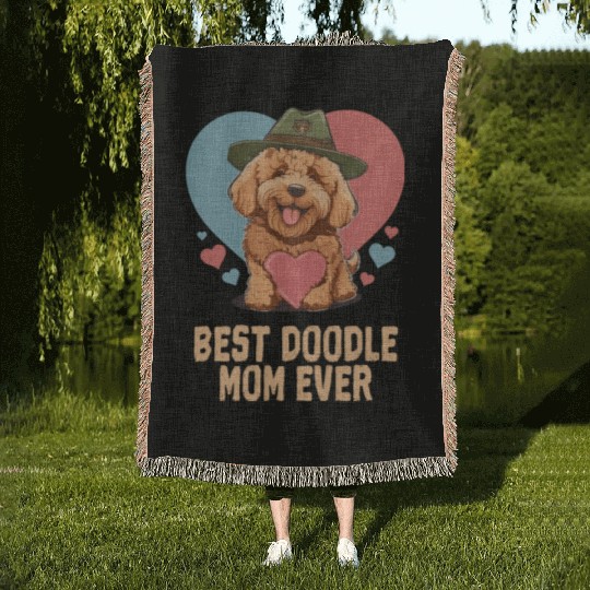 Best Doodle Mom Ever Goldendoodle Cute Dog Mom Woven Blankets