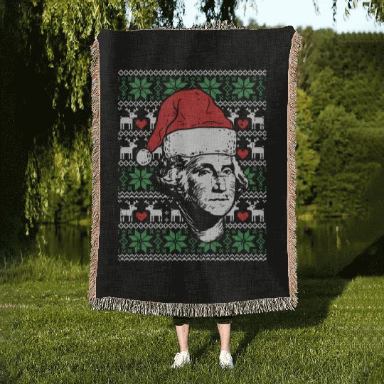 Ugly George Washington Patriotic President Woven Blankets