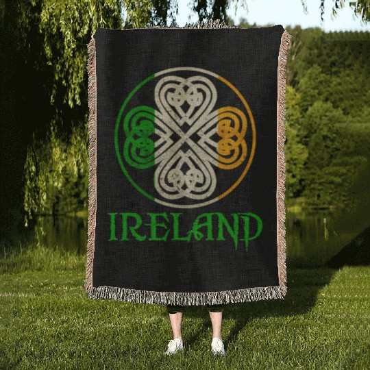 Celtic Knot Clover Ireland St Paddys Day Irish 202 Woven Blankets