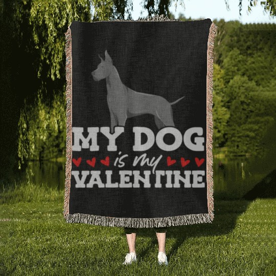 My Dog Is My Valentine Date Cute Doggy Woven Blankets