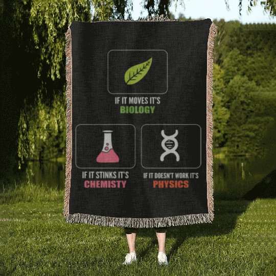 Biology Chemistry Physics Biology Teacher Woven Blankets