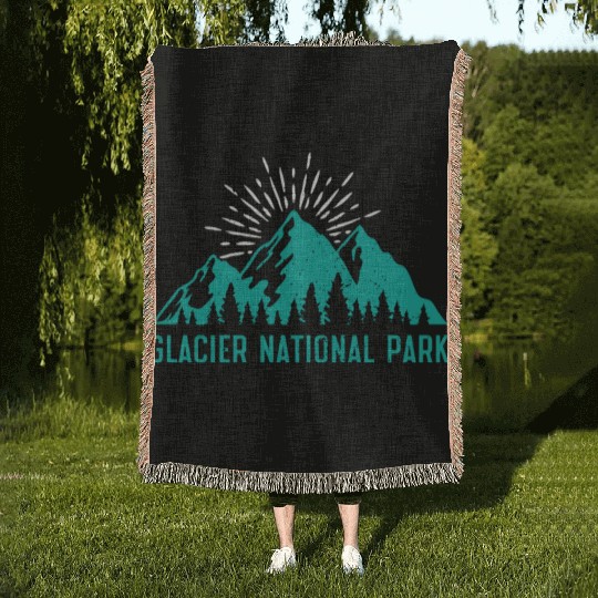 Glacier National Park Mountaineers Mountain lover Woven Blankets