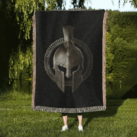 Spartan Helmet Warrior Gladiator Workout Sparta Gr Woven Blankets