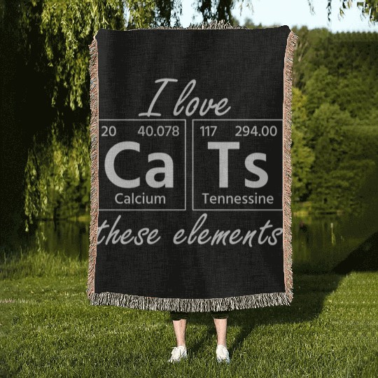 I Love Cats Periodic Table For Science Student Cat Woven Blankets
