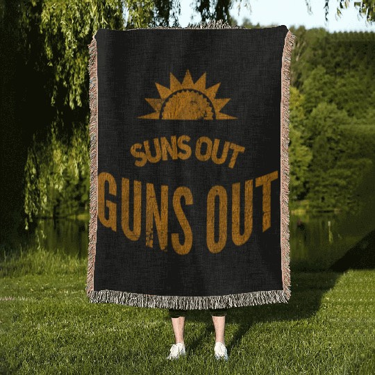 Suns Out Guns Out Workout Gym Muscle Exercise Suns Woven Blankets