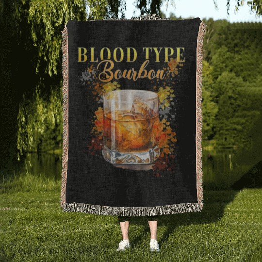 Blood Type Bourbon Cocktail Bartender Woven Blankets