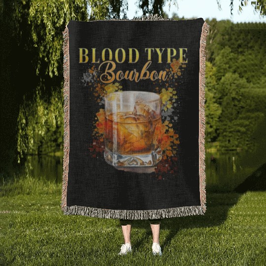 Blood Type Bourbon Cocktail Bartender Woven Blankets