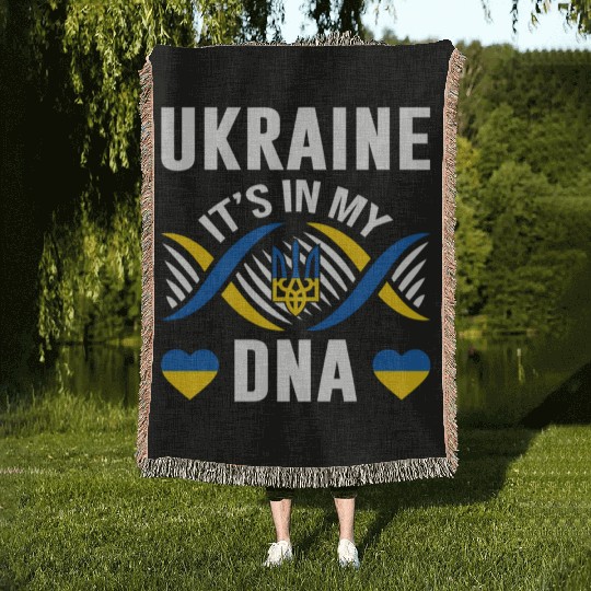 Ukraine Is In My Dna Ukrainian National Pride Flag Woven Blankets