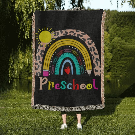 Team Preschool Squad Back To School Rainbow Teache Woven Blankets