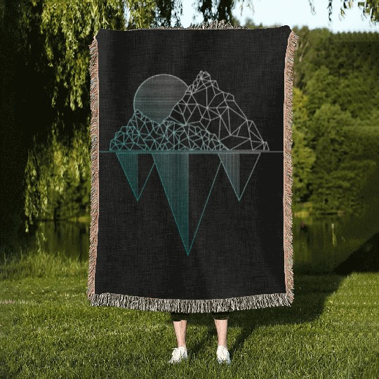 Mountains Hiking Camping Rock Climbing Camper Woven Blankets