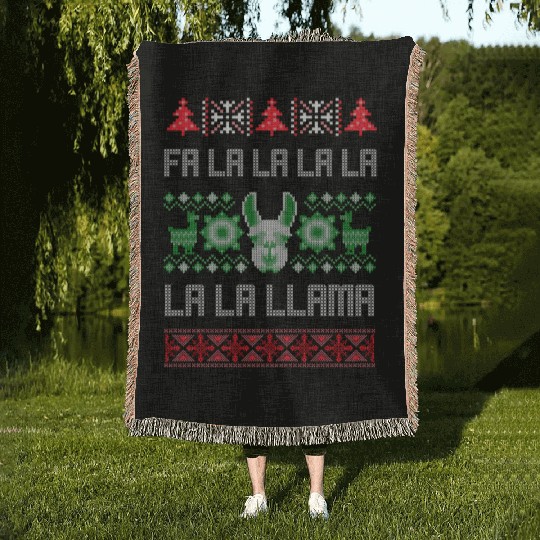 Fa La La Llama Ugly Llama Woven Blankets