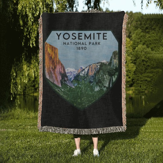 yosemite national park Woven Blankets