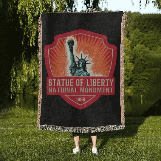 statue of liberty national monument Woven Blankets