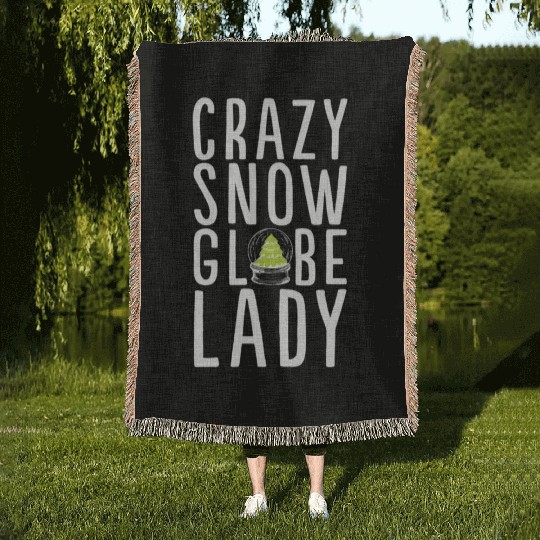 Crazy Snow Globe Lady Snow Globe Woven Blankets