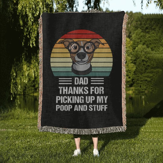 Happy Father'S Day Dog Dad ThanFor Picking Up My P Woven Blankets