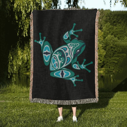 Native American Indian Style Frog Pacific Northwes Woven Blankets