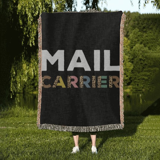 Great Mail Carrier Leopard Outfit Postman Woven Blankets