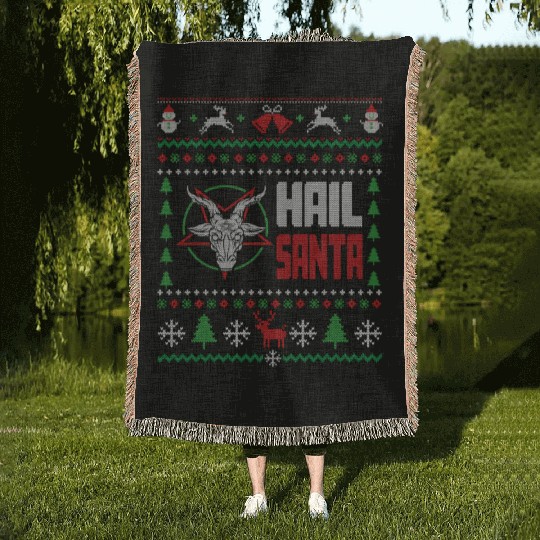 Hail Santa Ugly Woven Blankets