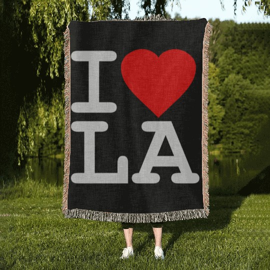 I Love La Los Angeles Woven Blankets