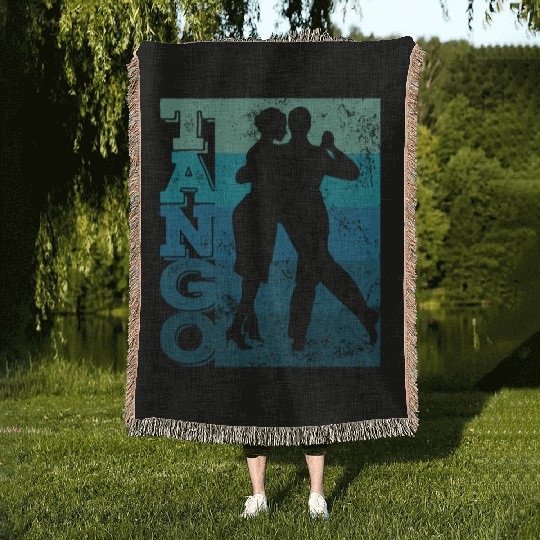 Tango Argentino Dancing Heartbeat Milonga Vals Tan Woven Blankets