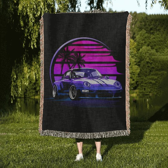 Vaporwave Sunset 80S Car Woven Blankets