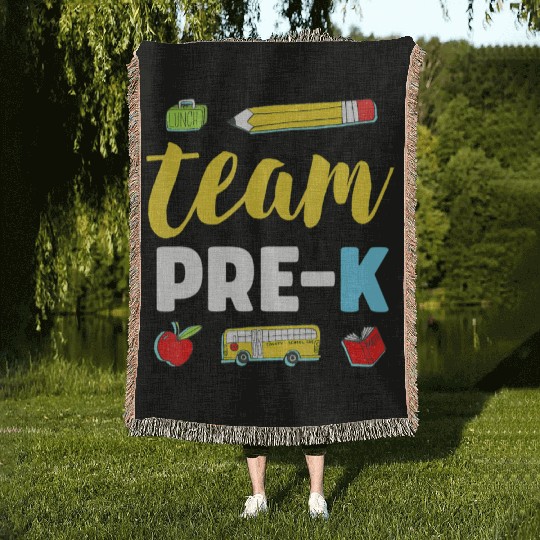Team Pre-K Teacher First Day Preschool Back to Sch Woven Blankets