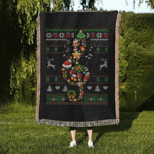 Music Note Ugly Musical Teacher Sing Carol Woven Blankets