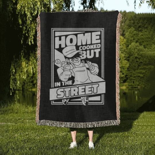Street Food Chef Woven Blankets